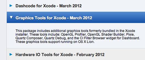3-Downloading the Graphics Tools for Xcode